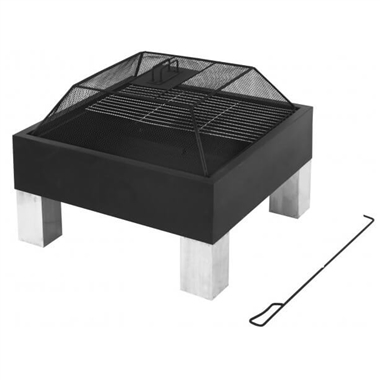 Square Outdoor Fire Pit and BBQ Grill