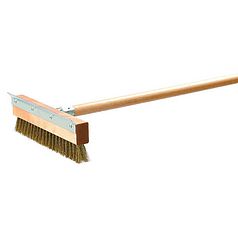 Pizza Oven Brush with Brass Bristles and Steel Scraper